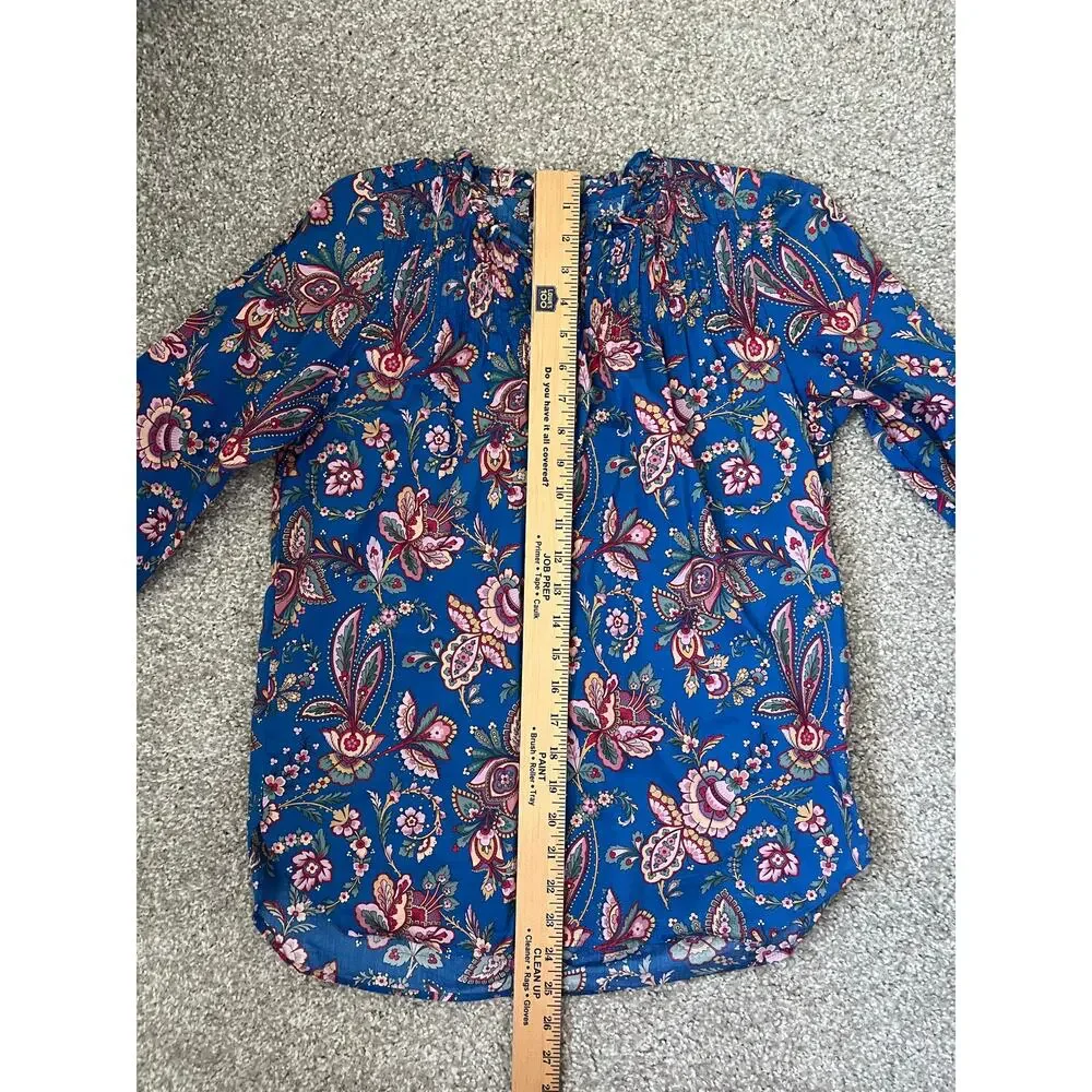 J. Crew Liberty Popover Blouse Top Floral Ruffle Preppy Boho Cotton Casual 2